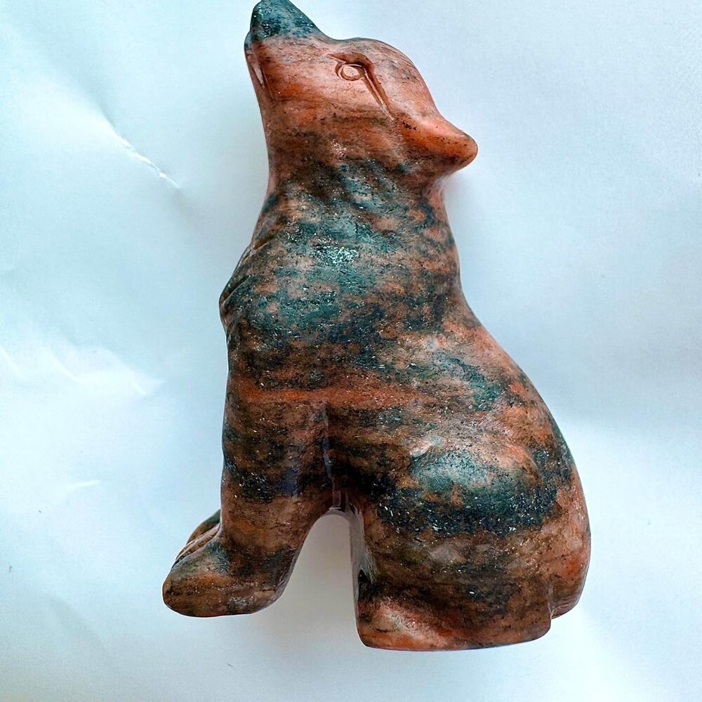 2.1 Inch Red Sesame Stone Wolf Healing Crystal Stone Energy Gemstones Statue